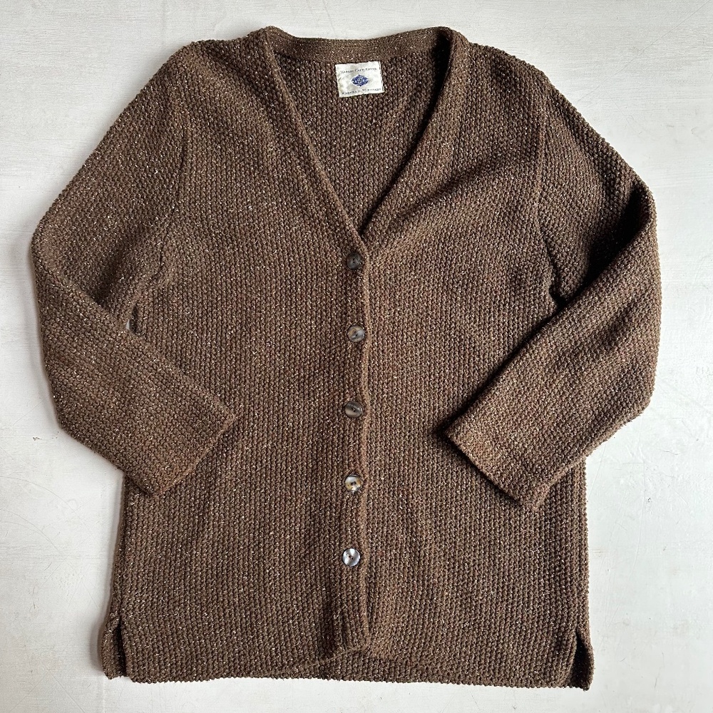 Karen Tate Knits Marthas Vineyard Wool Silk Brown Knit Cardigan